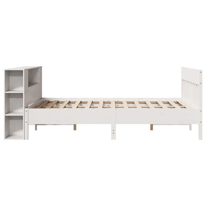 Bookcase Bed without Mattress White 140x190cm Solid Wood Pine