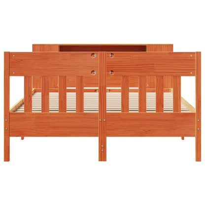 Bookcase Bed without Mattress Wax Brown 140x190cm Solid Wood Pine