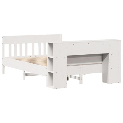 Bookcase Bed without Mattress White 120x190 cm Small Double Solid Wood Pine