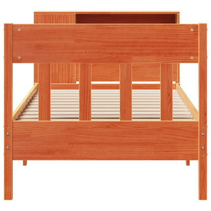 Bookcase Bed without Mattress Wax Brown 100x200cm Solid Wood Pine