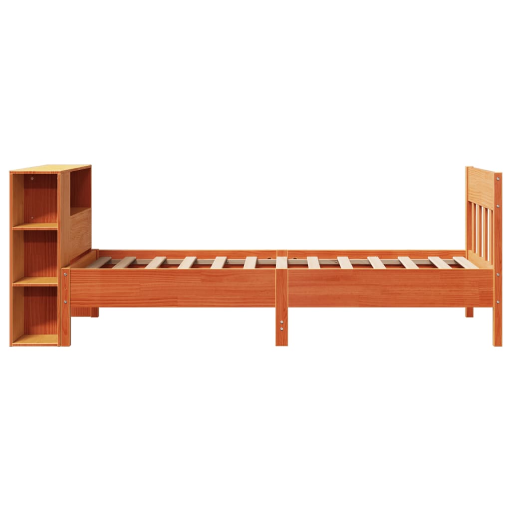 Bookcase Bed without Mattress Wax Brown 100x200cm Solid Wood Pine