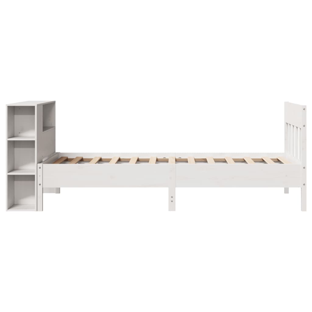 Bookcase Bed without Mattress White 75x190 cm Small Single Solid Wood Pine