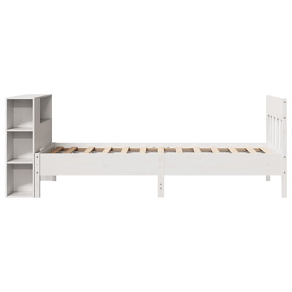 Bookcase Bed without Mattress White 75x190 cm Small Single Solid Wood Pine