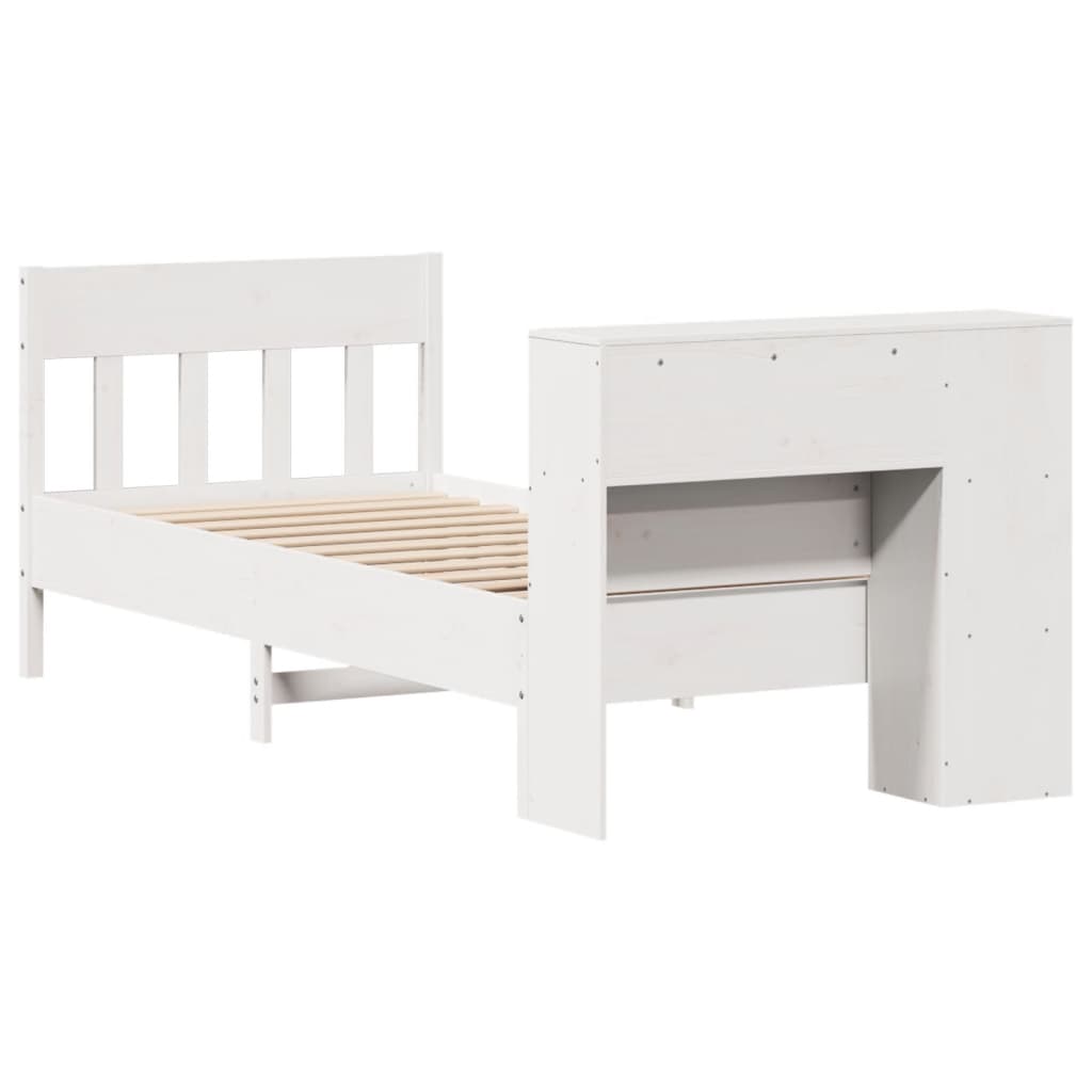 Bookcase Bed without Mattress White 75x190 cm Small Single Solid Wood Pine