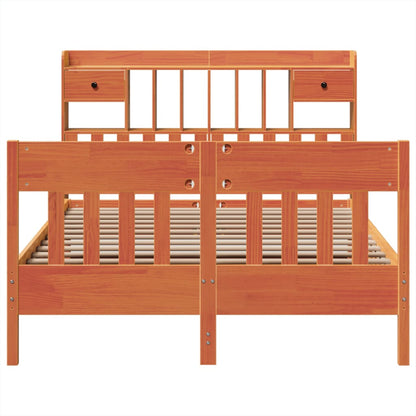 Bed Frame without Mattress Wax Brown 150x200 cm King Size Solid Wood Pine