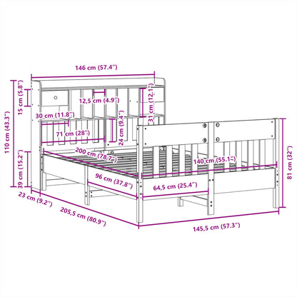 Bed Frame without Mattress White 140x200 cm Solid Wood Pine