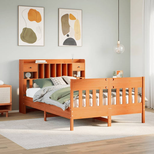 Bed Frame without Mattress Wax Brown 140x200 cm Solid Wood Pine