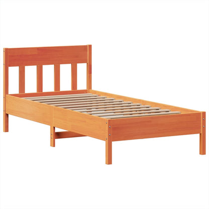 Bed Frame without Mattress Wax Brown 100x200 cm Solid Wood Pine
