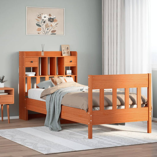 Bed Frame without Mattress Wax Brown 100x200 cm Solid Wood Pine