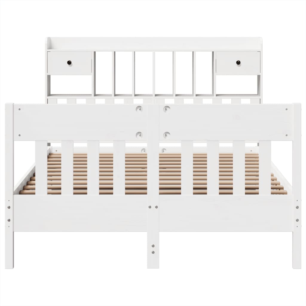 Bed Frame without Mattress White 140x190 cm Solid Wood Pine