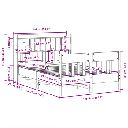 Bed Frame without Mattress White 140x190 cm Solid Wood Pine