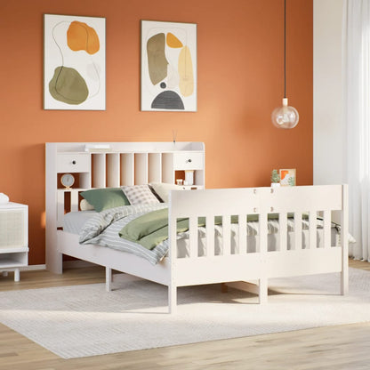 Bed Frame without Mattress White 140x190 cm Solid Wood Pine