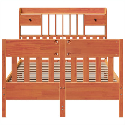 Bed Frame without Mattress Wax Brown 135x190 cm Solid Wood Pine