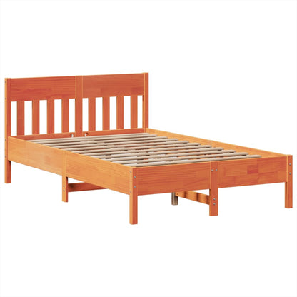 Bed Frame without Mattress Wax Brown 135x190 cm Solid Wood Pine