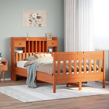 Bed Frame without Mattress Wax Brown 135x190 cm Solid Wood Pine