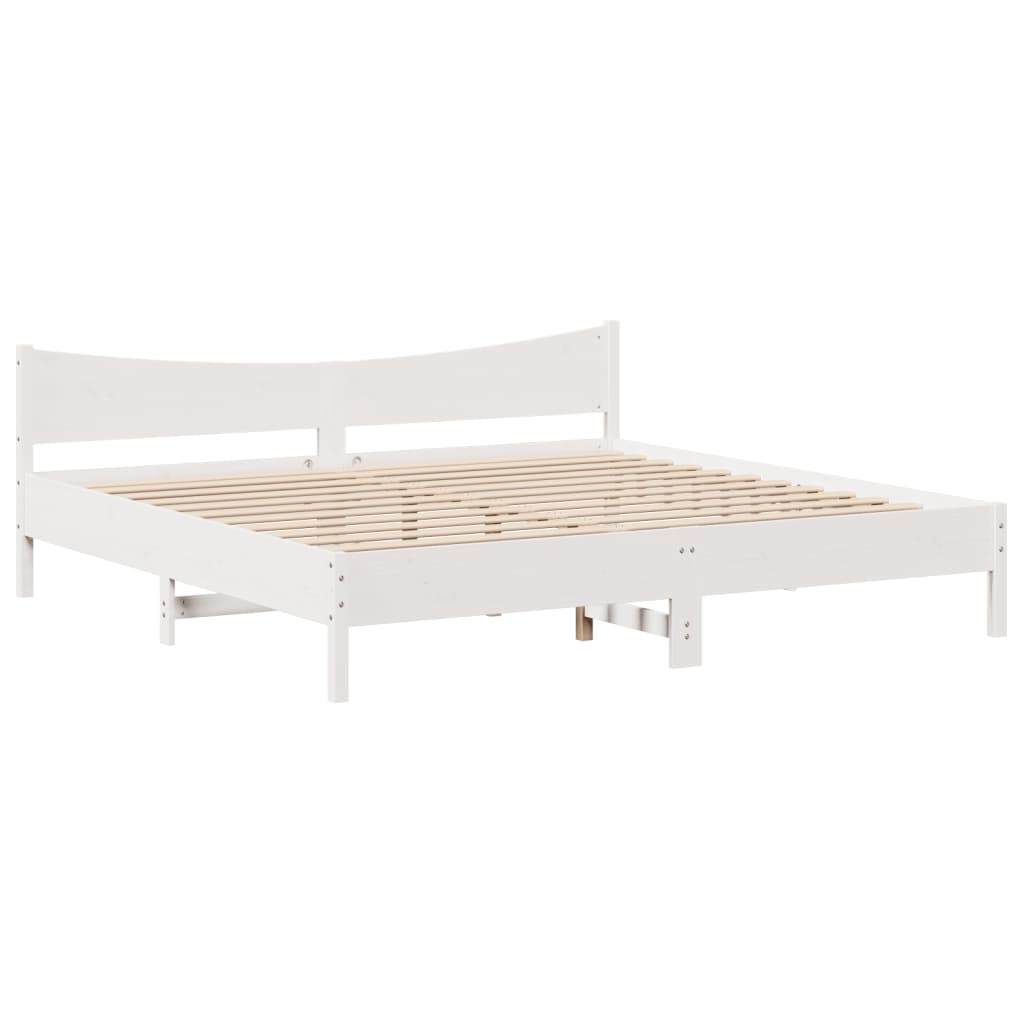 Bed Frame without Mattress White 200x200 cm Solid Wood Pine