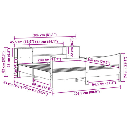 Bed Frame without Mattress White 200x200 cm Solid Wood Pine