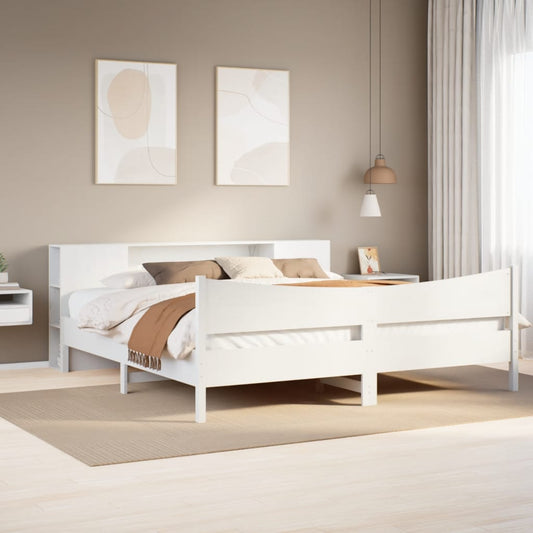 Bed Frame without Mattress White 200x200 cm Solid Wood Pine
