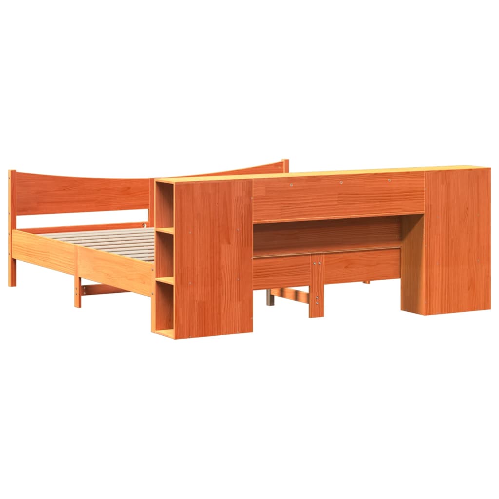 Bed Frame without Mattress Wax Brown 180x200 cm Super King Solid Wood Pine