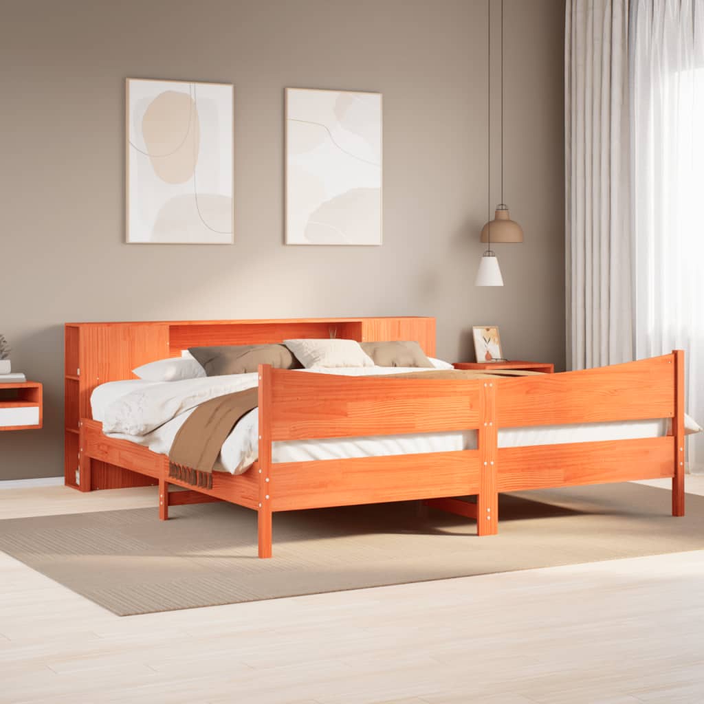 Bed Frame without Mattress Wax Brown 180x200 cm Super King Solid Wood Pine