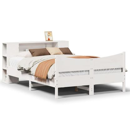 Bed Frame without Mattress White 150x200 cm King Size Solid Wood Pine
