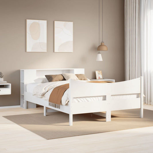 Bed Frame without Mattress White 150x200 cm King Size Solid Wood Pine