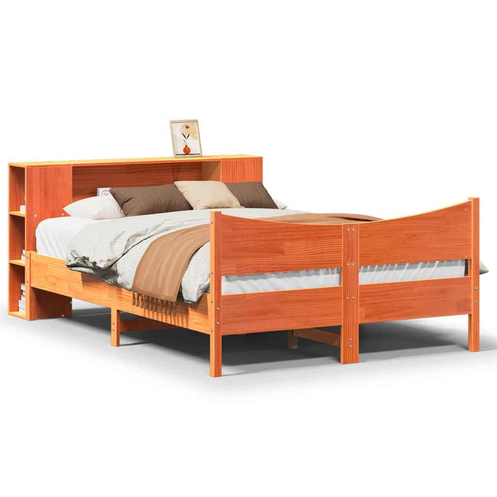 Bed Frame without Mattress Wax Brown 140x200 cm Solid Wood Pine
