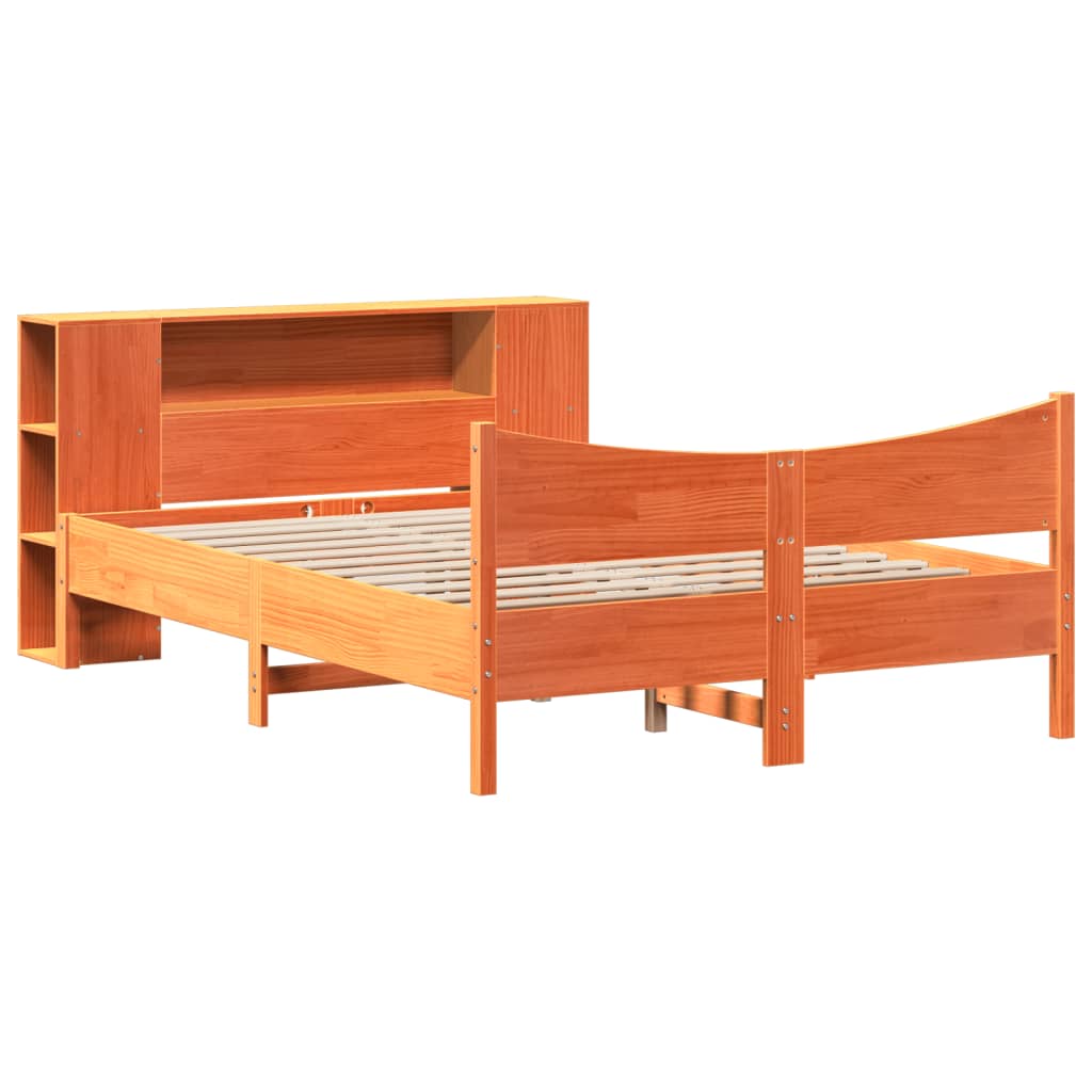 Bed Frame without Mattress Wax Brown 140x200 cm Solid Wood Pine