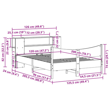 Bed Frame without Mattress White 120x200 cm Solid Wood Pine