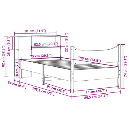 Bed Frame without Mattress Wax Brown 75x190 cm Small Single Solid Wood Pine
