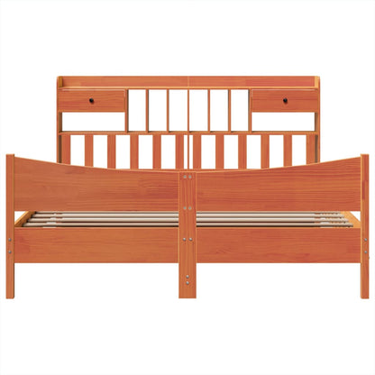 Bed Frame without Mattress Wax Brown 200x200 cm Solid Wood Pine