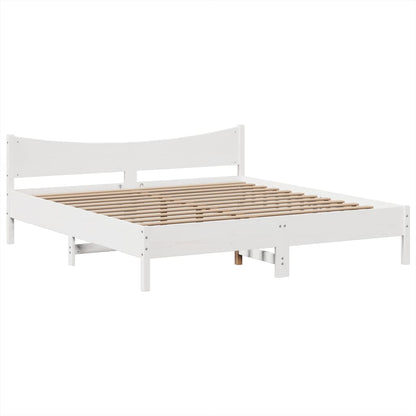 Bed Frame without Mattress White 180x200 cm Super King Solid Wood Pine