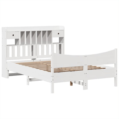 Bed Frame without Mattress White 150x200 cm King Size Solid Wood Pine
