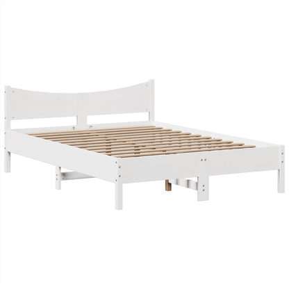 Bed Frame without Mattress White 150x200 cm King Size Solid Wood Pine