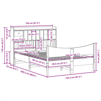 Bed Frame without Mattress White 150x200 cm King Size Solid Wood Pine