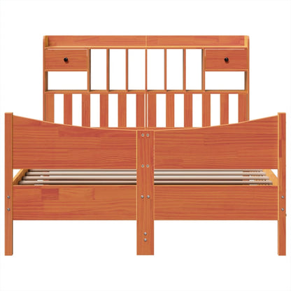 Bed Frame without Mattress Wax Brown 150x200 cm King Size Solid Wood Pine