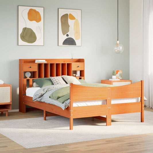 Bed Frame without Mattress Wax Brown 150x200 cm King Size Solid Wood Pine