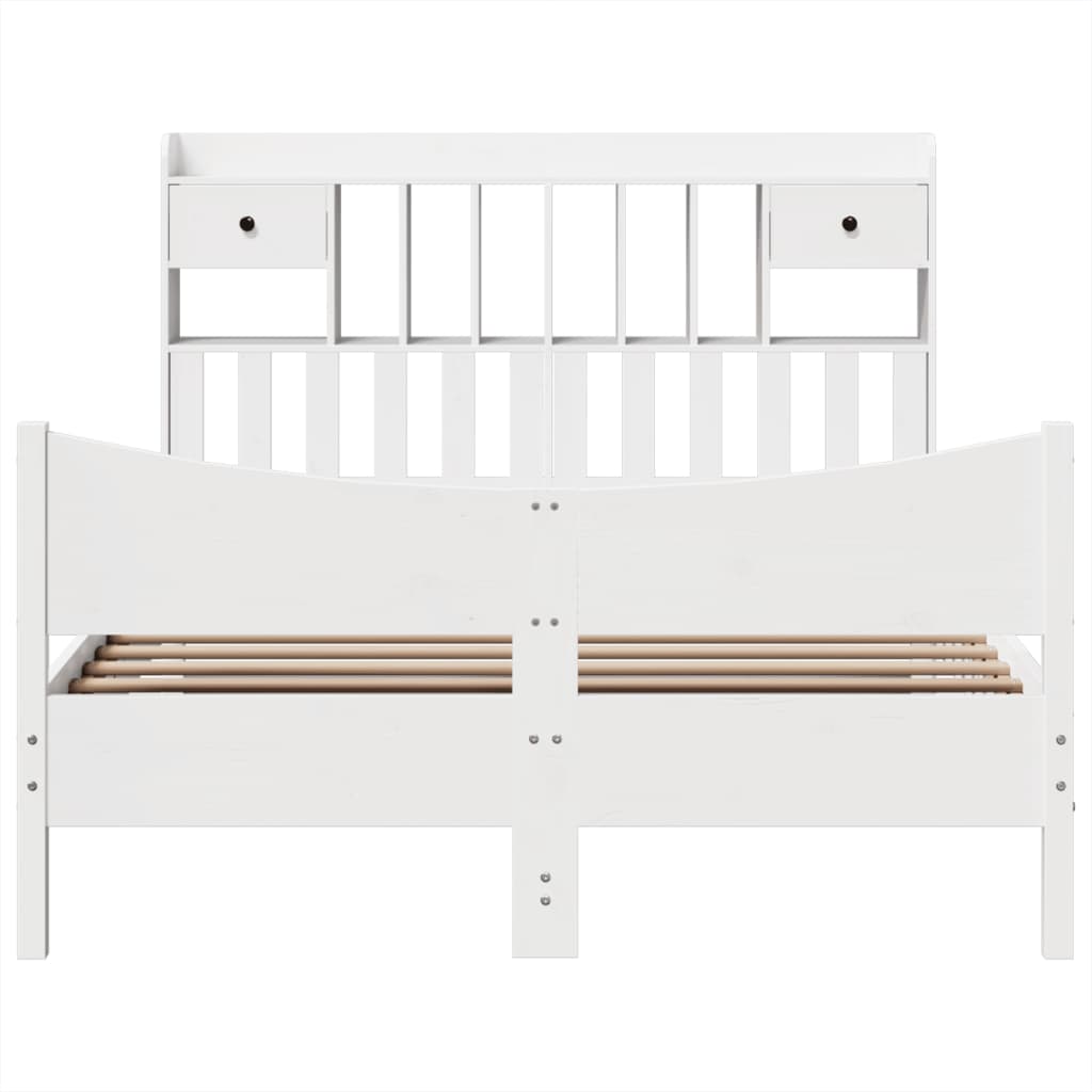 Bed Frame without Mattress White 140x190 cm Solid Wood Pine