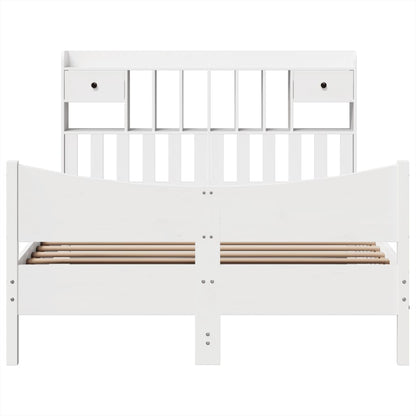 Bed Frame without Mattress White 140x190 cm Solid Wood Pine