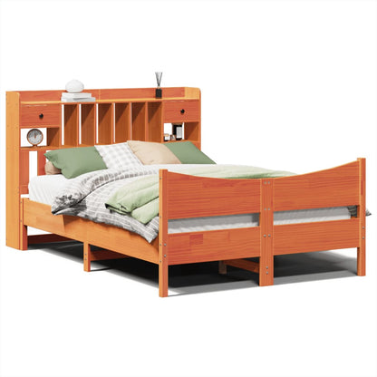 Bed Frame without Mattress Wax Brown 140x190 cm Solid Wood Pine