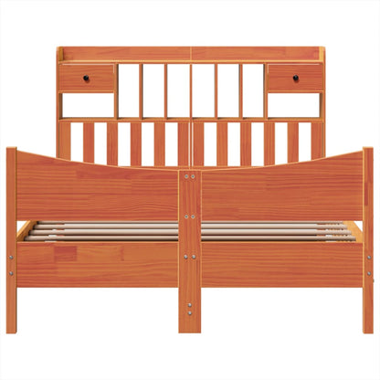 Bed Frame without Mattress Wax Brown 140x190 cm Solid Wood Pine