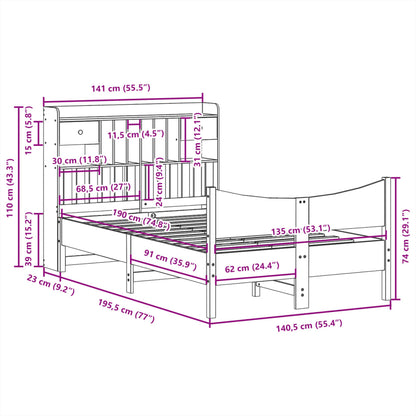 Bed Frame without Mattress White 135x190 cm Double Solid Wood Pine