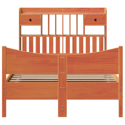 Bed Frame without Mattress Wax Brown 135x190 cm Double Solid Wood Pine