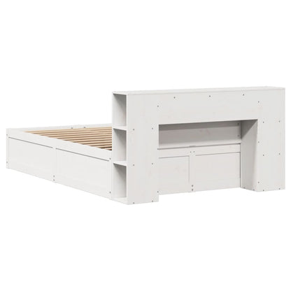 Bed Frame without Mattress White 135x190 cm Double Solid Wood Pine