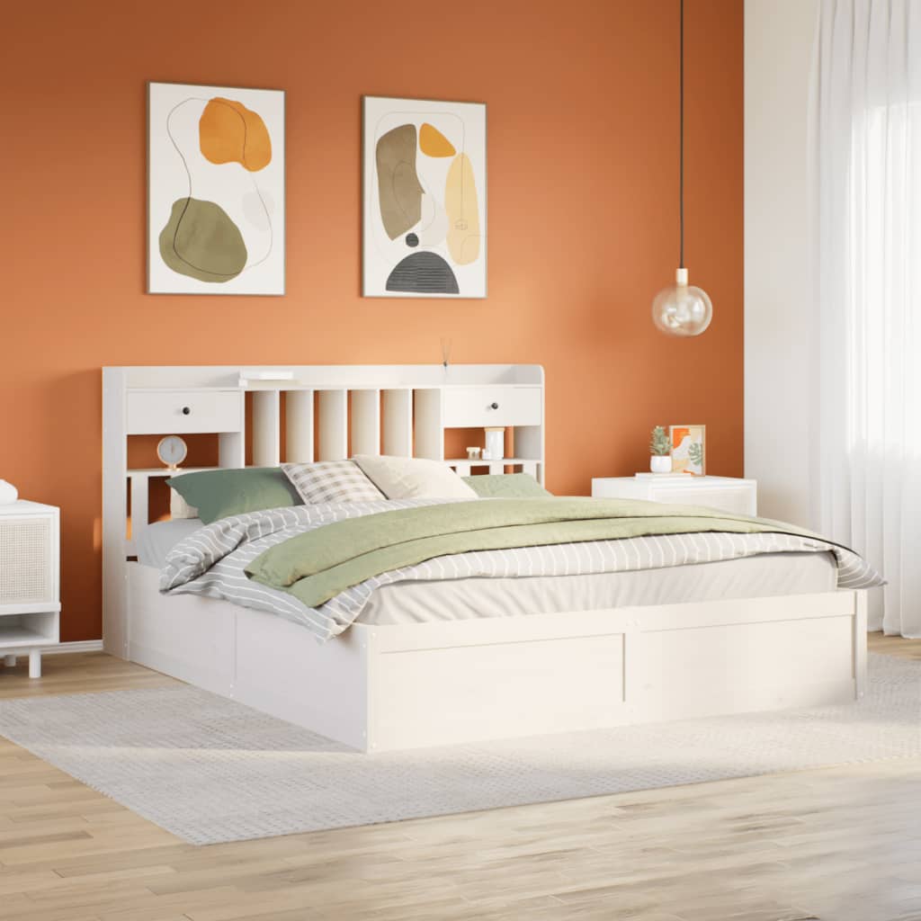 Bed Frame without Mattress White 180x200 cm Super King Solid Wood Pine