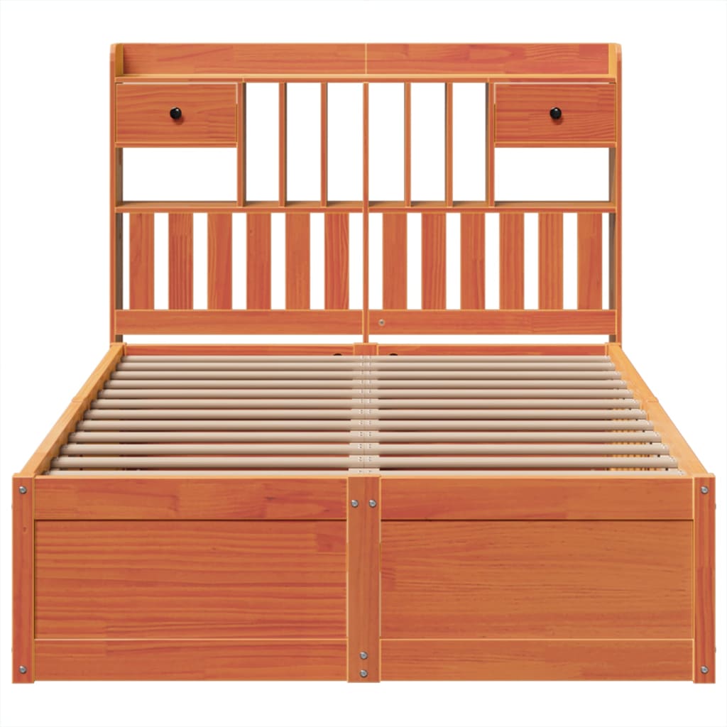 Bed Frame without Mattress Wax Brown 120x200 cm Solid Wood Pine