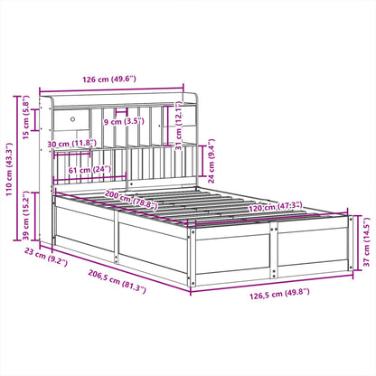 Bed Frame without Mattress Wax Brown 120x200 cm Solid Wood Pine