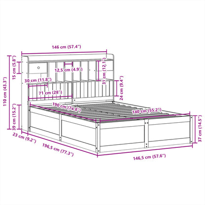 Bed Frame without Mattress 140x190 cm Solid Wood Pine