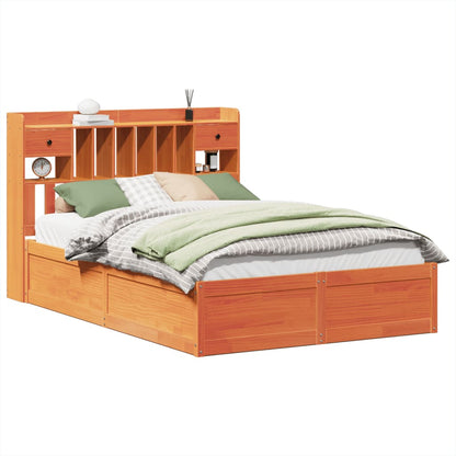 Bed Frame without Mattress Wax Brown 140x190 cm Solid Wood Pine