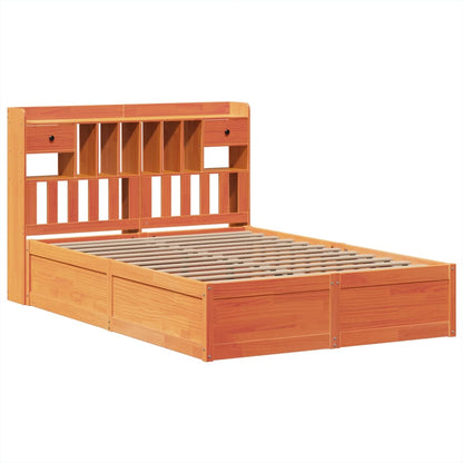 Bed Frame without Mattress Wax Brown 140x190 cm Solid Wood Pine